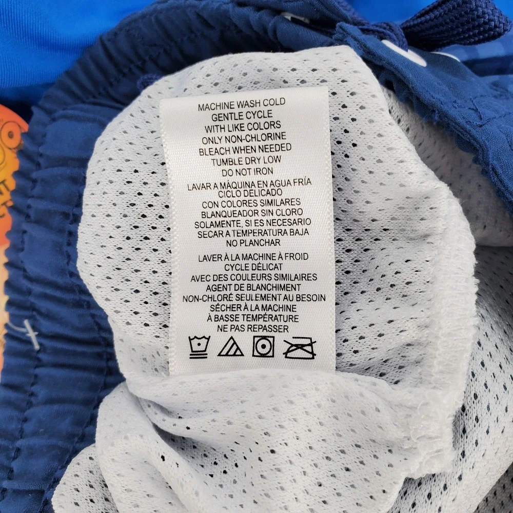 Big Chill Boys Size 6‎ 2pc Rash Guard Swim Trunks Set Blue Skeleton Surfer